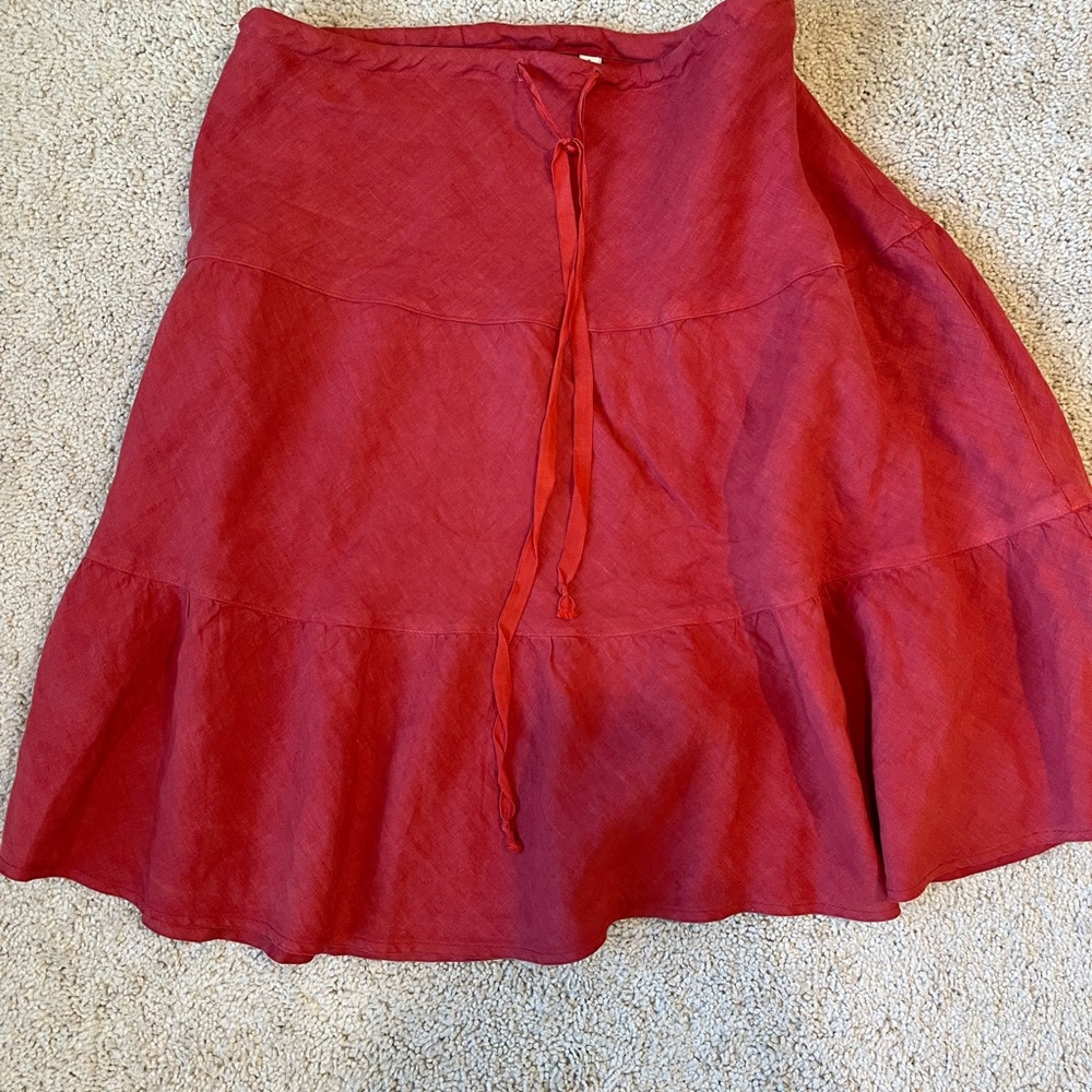 ALLEN ALLEN Linen flare tiered Skirt Sz Medium